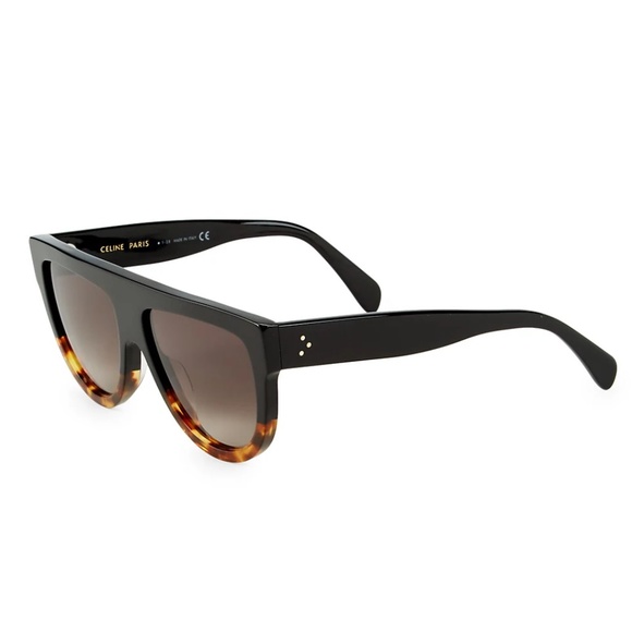 Celine Accessories - Celine CL4001IN Havana Flat Top Shield Aviator Sunglasses